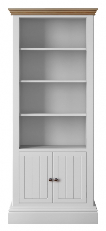 Fairway Furniture Newhaven Extra Tall Wide Half Panelled Bookcase with 2 Doors - Oak Top