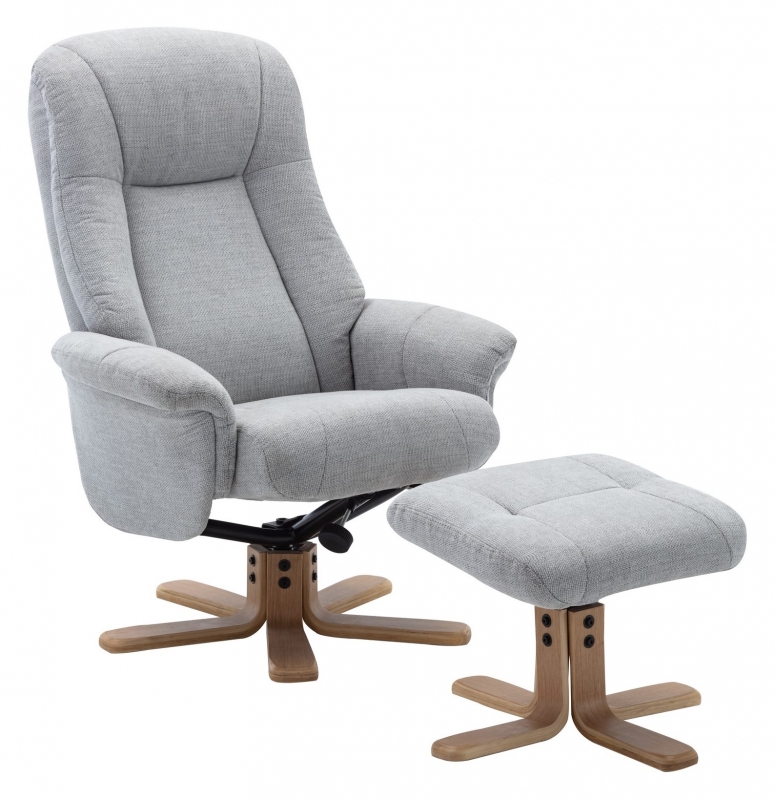Maui Swivel Recliner Chair and Stool Set-Fabric