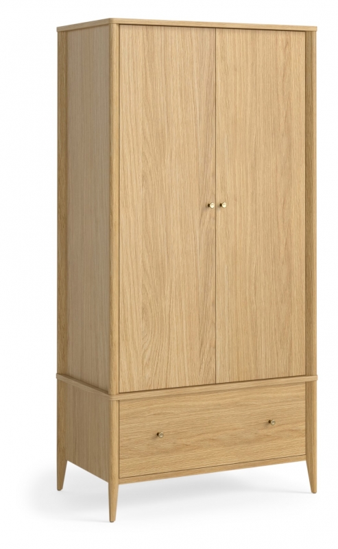 Fairway Furniture Portree Bedroom Gents 2 Door Wardrobe - 1 Drawer - Natural Oak