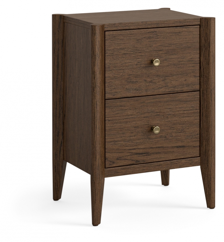 Furnico Furniture Ltd Portree Bedroom Bedside Chest - 2 Drawers - Brown Oak
