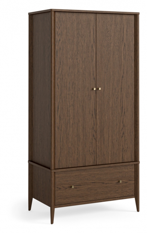 Fairway Furniture Portree Bedroom Gents 2 Door Wardrobe - 1 Drawer - Brown Oak