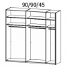 Miramar 5DSD Gliding 2 Door Robe-Colour Glass (Width 226cm)