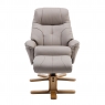 Beaufort Swivel Recliner Chair and Stool Set - Pebble Plush Faux Hide