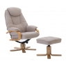 Harlow Swivel Recliner Chair and Stool Set - Wheat Fabric