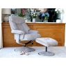 Leon Swivel Recliner Chair and Stool Set - Mist Fabric