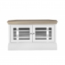Newhaven Corner TV Unit - 2 Glazed Doors - Oak Top