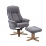 Maui Swivel Recliner Chair and Stool Set - Lille Charcoal Fabric