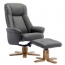 Maui Swivel Recliner Chair and Stool Set-Leather