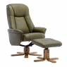 Maui Swivel Recliner Chair and Stool Set-Leather