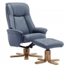 Maui Swivel Recliner Chair and Stool Set-Leather