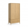 Portree Bedroom Gents 2 Door Wardrobe - 1 Drawer - Natural Oak